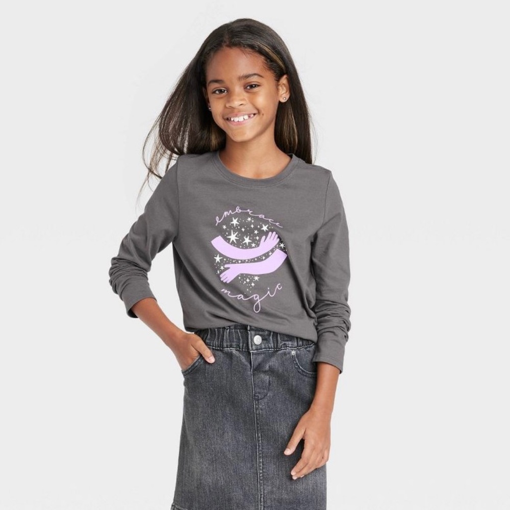 Cat & Jack Girl’s Embrace Magic Long Sleeve Graphic T-Shirt -
